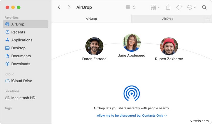 Mac で AirDrop を使用してオンにする方法