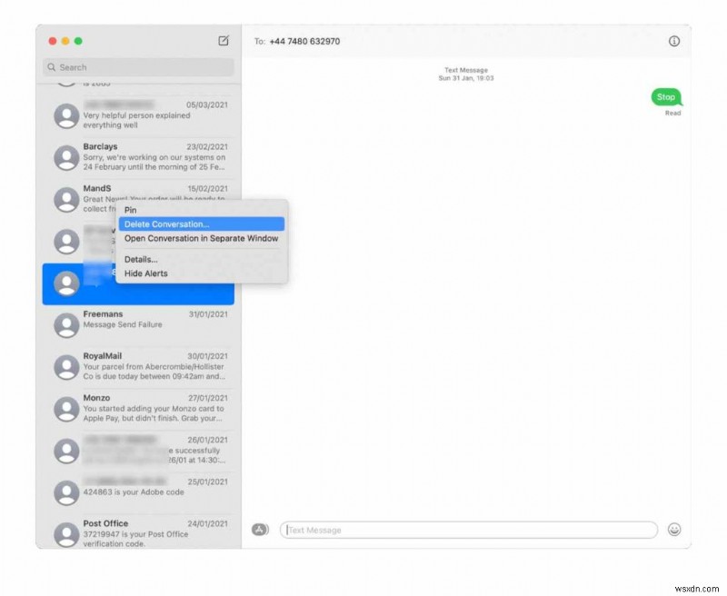 Mac でテキスト メッセージを削除する方法