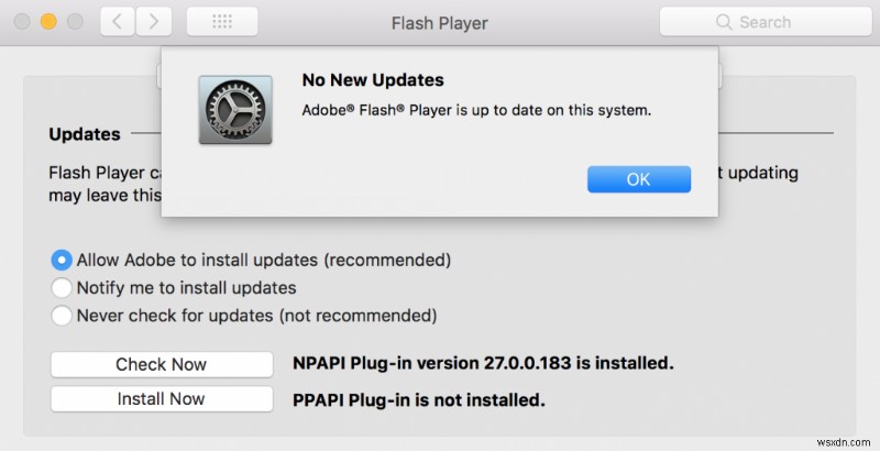 Mac で Flash アップデートを実行する方法