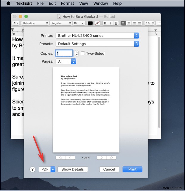 macOS で PDF に印刷する方法