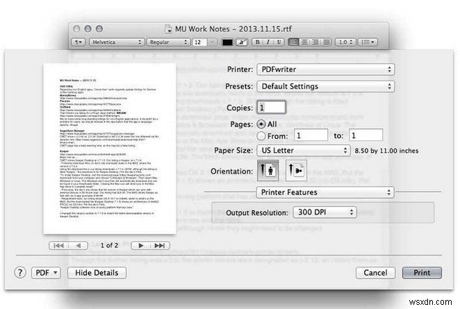 macOS で PDF に印刷する方法