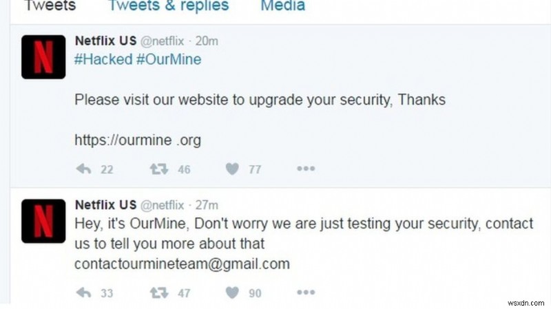 OurMine がまた足を踏み入れました:Netflix の Twitter アカウントがハッキングされました!