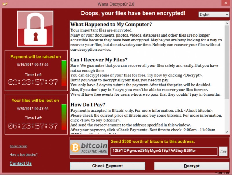 Hello World! 「WannaCry」ランサムウェア攻撃に備えてください