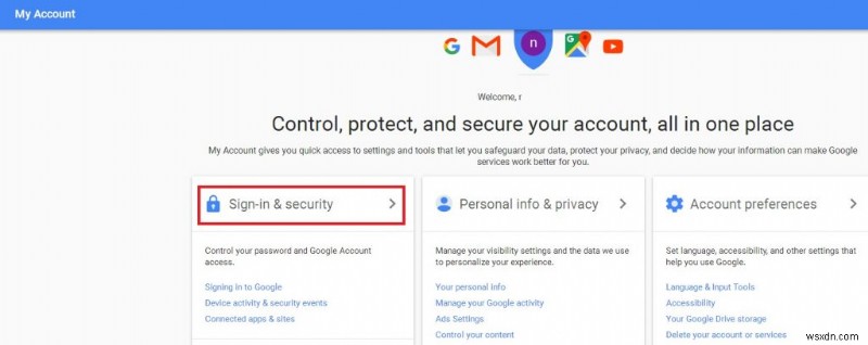 Gmail アカウントでシングル タップ サインインを有効にする