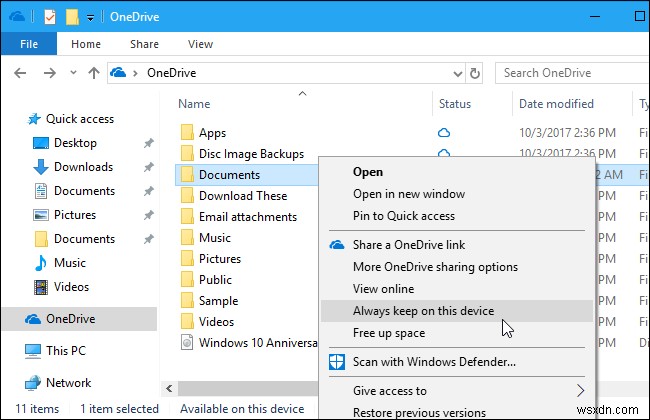 Windows 10 で OneDrive の新しいファイル オンデマンド機能を使用する方法