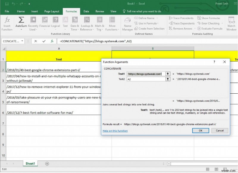 Excel のすべてのセルにプレフィックスを追加する簡単な方法