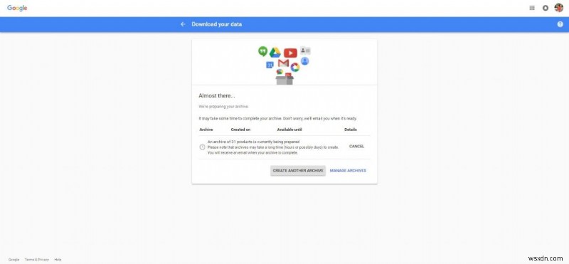 Google データをダウンロードするには:Google データ エクスポートを使用しますか?