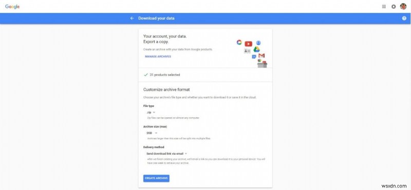 Google データをダウンロードするには:Google データ エクスポートを使用しますか?