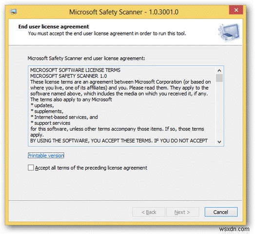 Windows 8 で Microsoft Safety Scanner を使用するには?