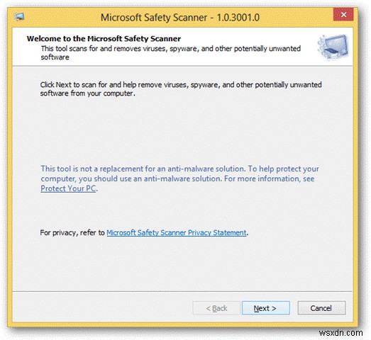 Windows 8 で Microsoft Safety Scanner を使用するには?