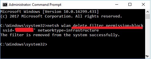 Windows 10 のフィルターからワイヤレス ネットワークを追加または削除する方法