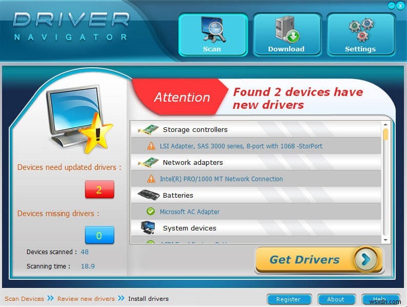 Driver Navigator で古いドライバーを修正する