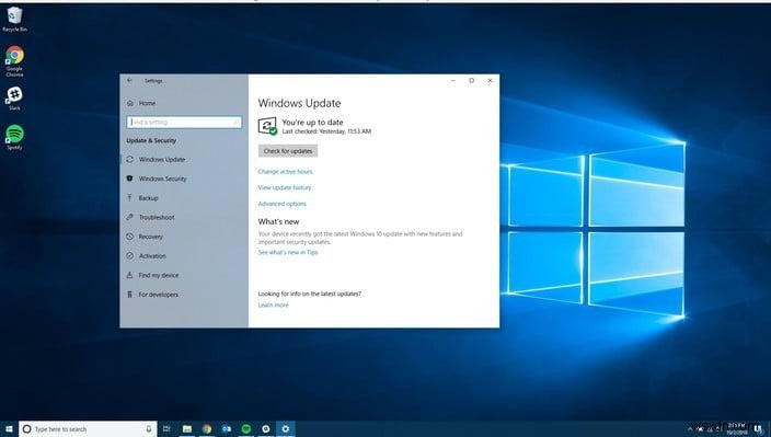 Windows 10 October 2018 Update のインストール方法