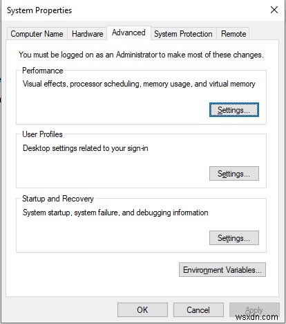 Windows 10 でページファイルを変更/移動または無効にする方法