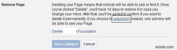 Facebook ページを削除する方法