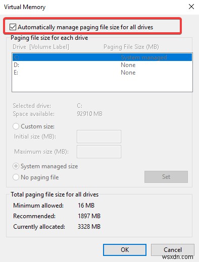 Windows 10 のシステムおよび圧縮メモリによる 100% のディスク使用率を修正