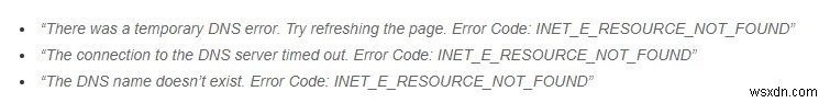 迷惑な INET_E_RESOURCE_NOT_FOUND Microsoft Edge エラー:修正済み!