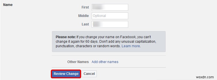 Facebook で名前を変更する方法