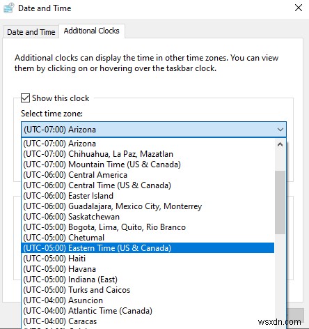 Windows 10 タスクバーに複数の時計を表示する方法