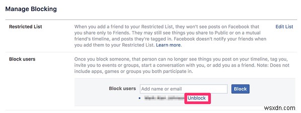 Facebook で誰かのブロックを解除する方法
