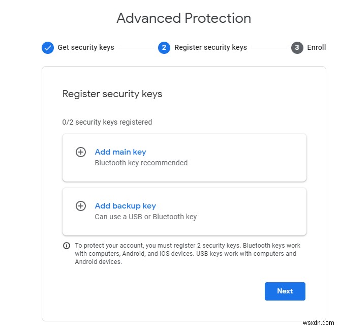 デバイスに Google の高度な保護を設定する方法