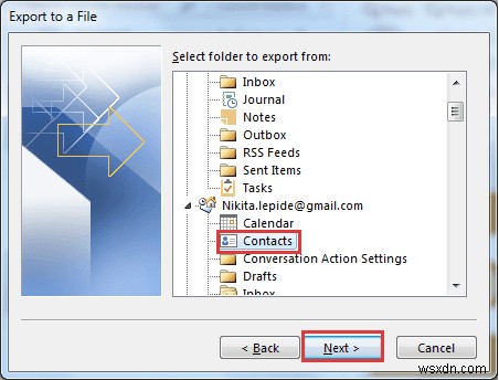 Outlook アドレス帳をエクスポートする方法
