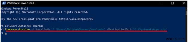 Windows 10 で Powershell を使用してファイルを圧縮/解凍する方法