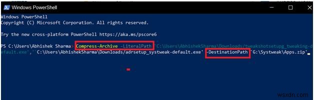 Windows 10 で Powershell を使用してファイルを圧縮/解凍する方法