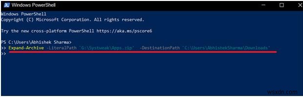 Windows 10 で Powershell を使用してファイルを圧縮/解凍する方法