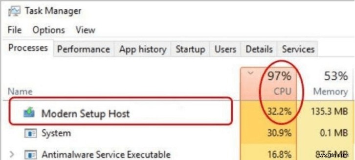 Modern Setup Host とは何ですか?また、Modern Setup Host による高いディスク使用量を修正する方法は?