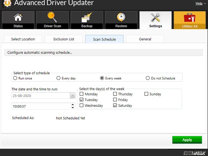 Systweak Advanced Driver Updater で自動ドライバ スキャンをスケジュールする方法