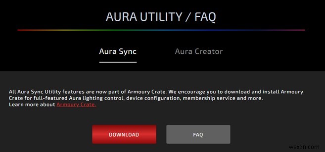 ASUS Aura for PC のダウンロード方法