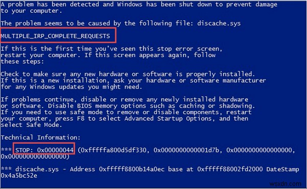{解決済み}:MULTIPLE_IRP_COMPLETE_REQUESTS ブルー スクリーン Windows エラー