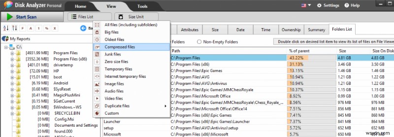 Disk Analyzer Pro を使用して Windows 10 で圧縮ファイルを見つける方法