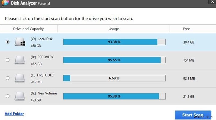 Disk Analyzer Pro を使用してディスク容量レポートを別のファイル形式にエクスポートする方法