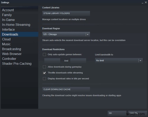 Steam でダウンロード速度を上げるには?