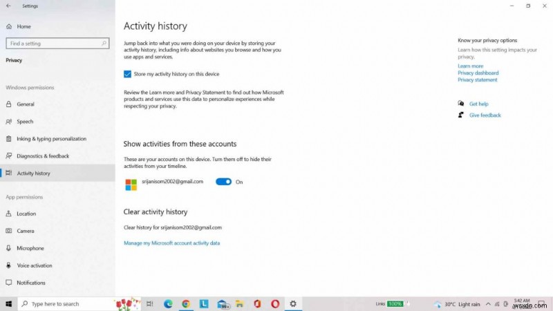 Windows 10 PC でアクティビティ履歴を表示する方法