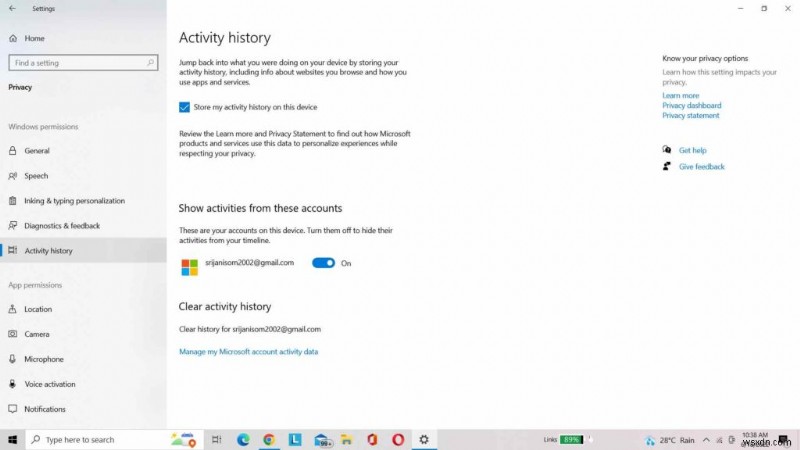Windows 10 PC でアクティビティ履歴を表示する方法