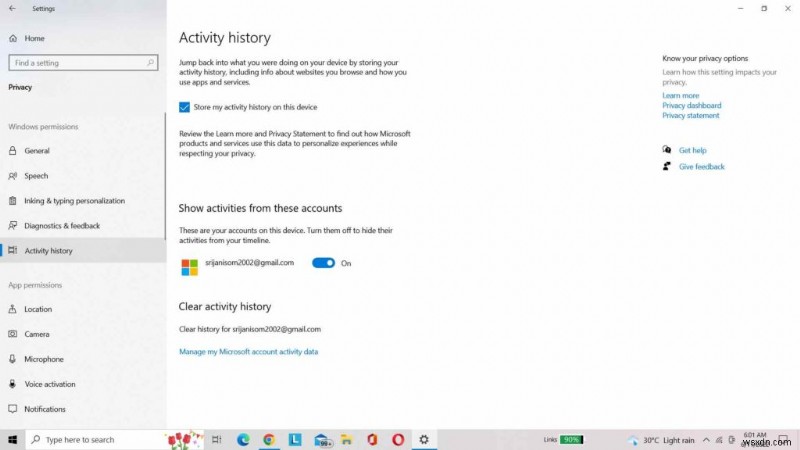 Windows 10 PC でアクティビティ履歴を表示する方法