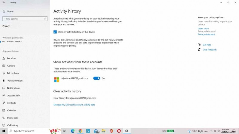 Windows 10 PC でアクティビティ履歴を表示する方法