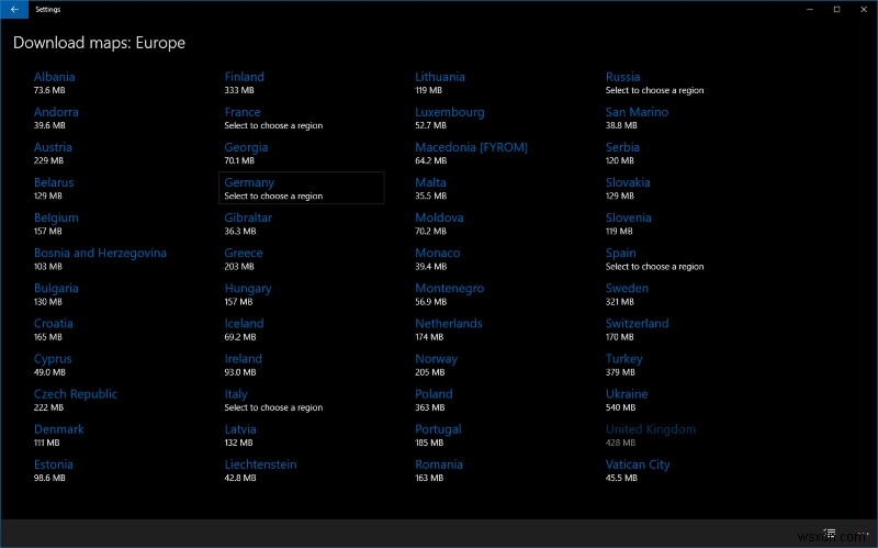 Windows 10 でオフライン マップをダウンロードする方法