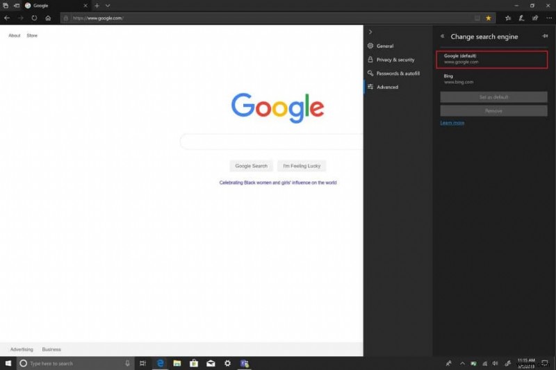 Microsoft Edge で既定の検索エンジンを変更する方法