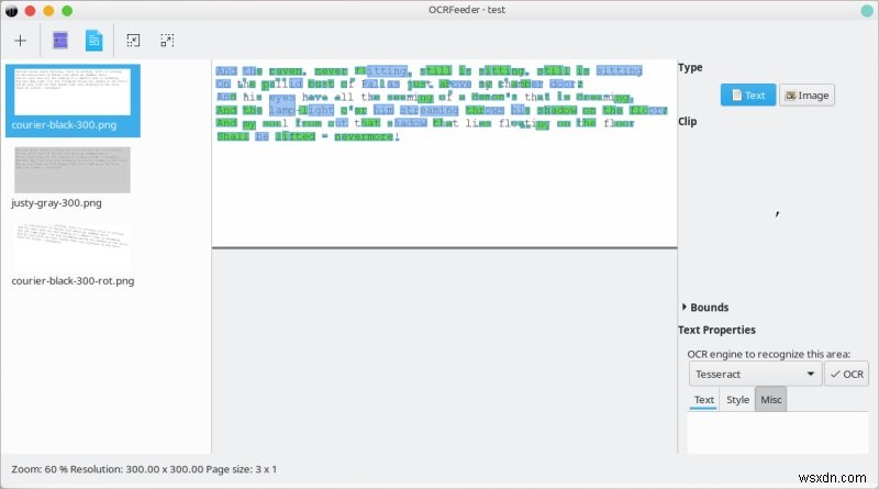 OCRFeeder - 画像がテキストに移動する場所