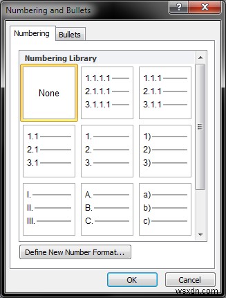 Microsoft Word と番号付きリスト