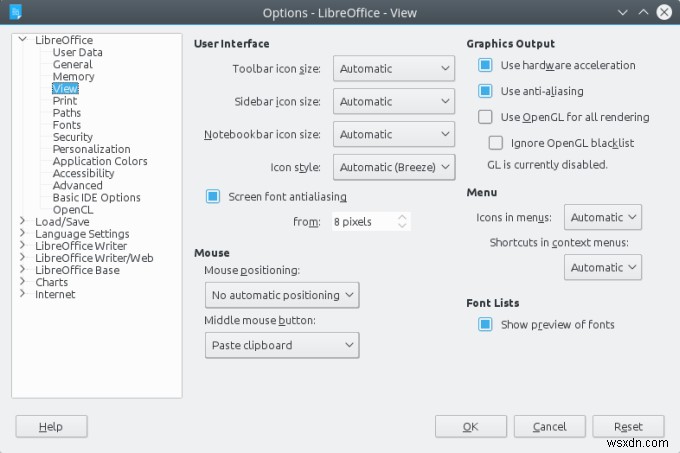 KDE で LibreOffice インターフェイス フォントを改善する