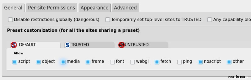 一般ユーザー向けの Noscript の設定方法