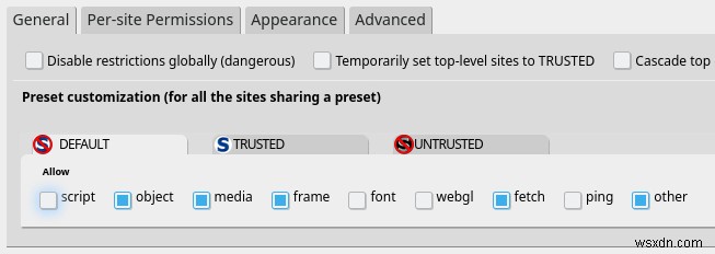 フォントの脆弱性を修正する Noscript