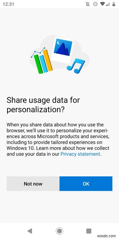 Android の Microsoft Edge - 鋭利なものに注意