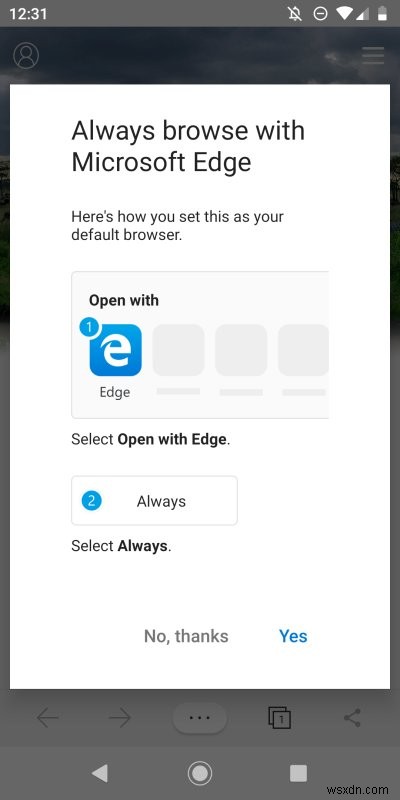 Android の Microsoft Edge - 鋭利なものに注意