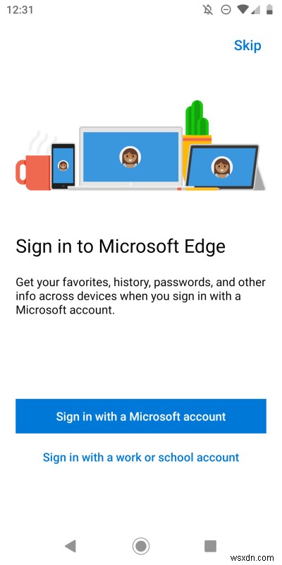 Android の Microsoft Edge - 鋭利なものに注意